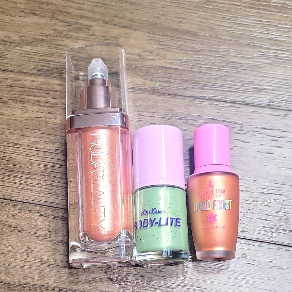 Liquid Highlighter bundle. Huda Beauty, Lime Crime, Jeffree Star